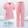 Conjunto de Ropa de Trabajo Separada de Manga Corta con Cuello en V Personalizado para Quirófano Dentista Enfermera Ropa Lavable de Secado Rápido Trabajador