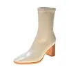 Botas Chunky Adelgazantes Visualmente Estilo Británico Botas Adelgazantes de Celebridad de Internet Botas de Tacón Alto de Media Pantorrilla para Mujer Nuevo Estilo 2026 Botas Cortas Botas Individuales para Primavera y Otoño