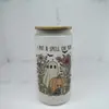 Copo Mason Jar de Vidro 16oz para Cerveja Cola Água com Logotipo Personalizado de Natal em Estoque Transfronteiriço Sublimação