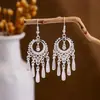 Novos Brincos Estilo Chinês Tendência Nacional Estilo Antigo para Mulheres Retro Palácio Xizang Franja de Prata Longos Brincos da Dinastia Han Estilo Étnico