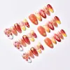 30 Piezas de Hoja de Arce Transfronteriza Nuevo Otoño e Invierno Almendra Uñas Portátiles de Gama Alta Estampado de Leopardo Punto Artificial Diamante Uñas de Manicura en Stock