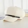 Hebilla de cinturón de estilo coreano sombrero octagonal para mujer, sombrero de artista versátil de moda para otoño e invierno, para circunferencia de cabeza grande, sombrero de boina adelgazante para mujer