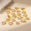 Accesorios para Pendientes de Aro Lisos con Anillas Colgantes Incrustados de Diamantes, Estilo Retro de Lujo Ligero, Chapados en Cobre Dorado, Forma de D, Accesorios para Pendientes DIY