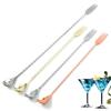 Cuchara de bar anti-tenedor doble cabeza doble propósito acero inoxidable cuchara de bar tallo de bar cuchara mezcladora de café extendida barman barra de bar juego de vino