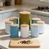 Amazon Venta Caliente Tarro de Almacenamiento de Alimentos de Cerámica Fábrica Color Patrón Personalizado Almacenamiento de Granos de Café de Cerámica Tarro Sellado