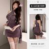Lencería Sexy con un Nuevo Estilo Chino Cárdigan Chal Morado, Vestido Pijama Cheongsam Halter de Encaje Hueco