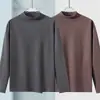 Camiseta Base Versátil Ins-Trendy de Manga Larga de Color Sólido de Doble Cara de Forro Polar para Hombre DeRong 2025 Otoño/Invierno Nuevo de Cuello Alto