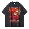 Camiseta Evangelion Vintage Lavada Anime Eva Camisetas Oversize