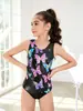 Ropa de Gimnasia Infantil Transfronteriza Alta Elasticidad Estampado de Mariposas Chaleco de Baile Niñas Transfronterizas Brillante Estampado Dorado Maillot de Rendimiento