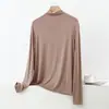 Coleção nova primavera/verão 2026 plus size modal transfronteiriça, camiseta de manga longa com gola alta discreta, camada base de caimento solto e modeladora