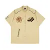 Camisa de Macacão de Corrida de Rua Hiphop Retrô Americano Masculina de Manga Curta Verão Solta Ins Moderna Motocicleta Camisa Fina