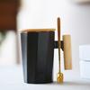 Taza de Cerámica Escandinava, Taza Creativa con Asa de Madera, Taza de Agua Literaria Simple, Taza para Café con Leche, Impresión de Logotipo para Regalo