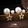 Brincos de Pérola Estrela de Zircônia Francesa Design de Nicho Dupla Utilização Brincos para Mulheres Simples Leve Luxo