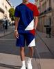 2025 Exportação Verão Novo Terno Casual Masculino de Duas Peças com Camiseta Estampada e Shorts