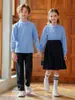 Novo Terno Polo Azul Infantil 2026 para Meninos e Meninas, Uniforme Escolar Fundamental, Uniforme de Classe Estilo College, Uniforme de Coral
