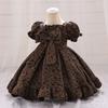 Novo estilo de corte vestido das meninas arco infantil puff manga vestido de princesa europeu e americano bebê year-old traje