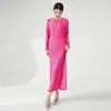 Vestido brilhante para mulheres, vestido longo de verão, novo vestido reto de manga longa slim fit para outono, vestido estilo francês com toque de alta qualidade