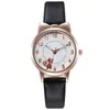 Nuevo Reloj de Cuarzo para Mujer Lindo Dibujo Animado Caja Dorada Gato Celebridad Cibernética Luminoso Estudiante Reloj con Correa Distintiva para Mujer