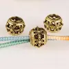 Plata Antigua 10mm Agujero Grande Huecas Cuentas Espaciadoras Redondas Retro Accesorios DIY Aleación Bola Hueca Cuentas Sueltas Accesorios para Joyería