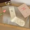 Calcetines Blancos para Mujer, Calcetines Finos de Media Pantorrilla para Primavera y Verano con Lazo, Calcetines Largos de Malla Estilo Ballet Transpirables Absorbentes de Sudor