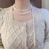 Colar de Pérolas Feminino de Alta Qualidade Acessórios de Contas Multicamadas Design de Luxo Discreto Moda Corrente Longa para Suéter All-match