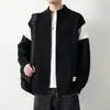 Bestseller de transmisión en vivo: Cárdigan de punto de bloque de color moderno y clásico con cuello alto, suéter y prenda exterior para hombre