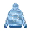 Sudadera con capucha a rayas estilo americano para hombre, corte holgado, adecuada para primavera y otoño, con un diseño inspirado en lo gótico que presenta estampados de letras sánscritas y una cremallera