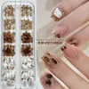 Otoño e Invierno Maillard Esmalte Mate Joyería para Uñas Lazo Color Café Caramelo Dibujos Animados Lindos Estampado de Leopardo Decoraciones para Uñas Kt