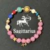 Pulsera de moda europea y americana TK SHEIN de venta caliente, ágata rosa natural, doce signos del zodíaco, pulsera de pareja, ocho planetas