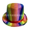 Directo de fábrica arcoíris EVA compuesto jazz Lincoln sombrero color payaso sombrero a rayas sombrero de tela tejida