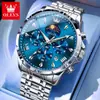 Reloj Marca Oli Shi Transfronterizo Popular Luminoso Calendario Impermeable 7 Pines Personalidad Carcasa Negocios Cuarzo Reloj de Pulsera para Hombre