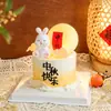 Feliz Festival do Meio Outono! Decorações de bolo acrílicas brilhantes em formato de coelho e lua, perfeitas para assar e como peças decorativas para o 15º dia do oitavo mês.