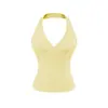 Top de tirantes halter con cruz retro y escote en V profundo para mujer 2026 Sexy sin espalda Elástico Ajustado Delgado Top de tirantes para chica hot Adelgazante
