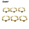 WT-R536 Anel Fashion Colorido com Pedra Design de Coração Pequeno Banhado a Ouro 18k Presente de Aniversário Feminino Joia
