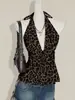 Amazon Europeo y Americano Transfronterizo Y2K Verano Nueva Moda Halter Retro Estampado de Leopardo Espalda Descubierta Chaleco de Moda Ropa de Mujer Al por Mayor
