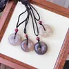 Colgante de Paz de Jade de Seda Dorada Natural de Xinjiang, Colgante de Paz Violeta, Cadena Cuadrada de Jade para Suéter para Hombres y Mujeres