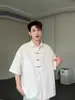 Nueva Camisa de Seda de Hielo Estilo Chino Manga Corta para Hombre Verano Sentido del Diseño Hebilla de Avión Camisa Protectora Solar Sentido Avanzado Chaqueta Traje Tang