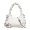 Bolso de hombro para mujer con dulce patrón tejido, nuevo estilo 2026 bolso de cadena plisada, bolso nube, bolso cruzado casual de verano