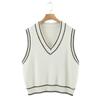 Colete de Tricô Runqi Plus Size Gola V Color Block Estilo College Atacado N8496 Colete de Tricô Feminino Estilo College
