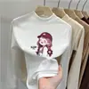 Tops Cálidos Cepillados para Niñas, Camisetas Básicas de Terciopelo Alemán para Primavera y Otoño, Cuello Medio Alto con Dibujos Animados para Bebé, Ropa para Niños
