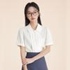 Camisa Branca Profissional de Verão para Mulheres, Blusa de Manga Curta para Estudantes Universitários, Adequada para Provas, Deslocamento e Entrevistas