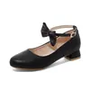 Zapatos Dulces de Lazo para Dama Zapatos de Caramelo Boca Baja Zapatos de Primavera y Otoño de una Sola Pieza Tacón Cuadrado Zapatos de Tacón Medio Tallas 27-40