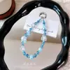 Colgante de Llave con Perlas de Cristal y Flores, Lanyard de Muñeca Pequeño con Flores, Lanyard para Funda de Teléfono Móvil, Accesorios para Llavero, Colgante para Bolso