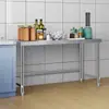 Mesa de trabajo de acero inoxidable hecha a medida para uso en cocina, mesa de preparación comercial, mesa de tabla de cortar de restaurante recién hecha