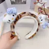 Tiara de Gato com Estampa de Leopardo Fofa para Mulheres em Casa, Tiara para Lavar o Rosto e Pressionar o Cabelo, Acessórios de Cabelo da Moda Outono e Inverno para Crânio Alto