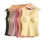 Ropa Interior Térmica para Mujer con Terciopelo Cepillado, Chaleco Nuevo de Otoño e Invierno con Almohadilla en el Pecho, Top de Capa Base Sin Costuras, Camiseta Térmica