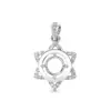Colgante Vacío Chapado en Platino para Mujer Soporte de Collar de Cobre Soporte DIY de Cuatro Garras Incrustado Jade Redondo Huazi Imitación de Diamante Soporte de Plata 925