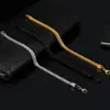 El más vendido en Europa y América, cadena reversible de doble fila de acero inoxidable para hombre, punk, nicho, hip-hop, audaz, pulsera de cadena cubana de acero de titanio