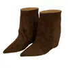 Botines de punta para mujer con aumento interno de altura, nuevo estilo otoño e invierno 2026, botines planos para mujer, elegantes botines tipo pantalón de estilo francés