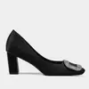Tacones Altos para RV Hebilla Cuadrada de Pedrería Sedas y Satines Elegantes Franceses Hebilla Cuadrada Zapatos de Novia Ropa de Trabajo Profesional para Mujer Tacones Altos
